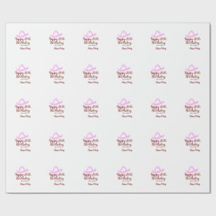 Papier Cadeau Joyeux 20e anniversaire fille cowboy rose nom date
