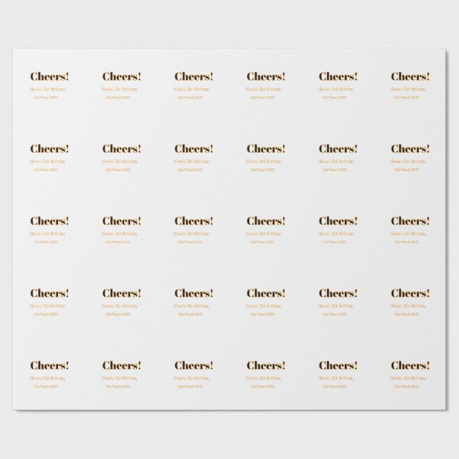 Papier Cadeau Joyeux 21e anniversaire ajoutez nom date simple mi (Plat)