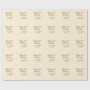 Papier Cadeau Joyeux 21e anniversaire brun pastel jaune nom date