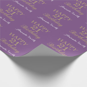 Papier Cadeau Joyeux 21e anniversaire Parties scintillant d'or e