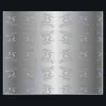 Papier Cadeau "Joyeux 25ème anniversaire de Mariage" Fond d'arge<br><div class="desc">Image miroir amusante de "Joyeux 25ème anniversaire de Mariage" sur un dégradé gris et arrière - plan argenté. J'ai conçu cet emballage pour correspondre à ma collection d'objets de fête du 25e anniversaire de Mariage d'argent que vous trouverez dans ma boutique Zazzle !</div>