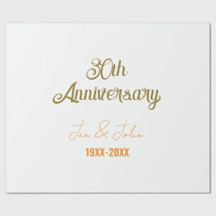 Papier Cadeau Joyeux 30e anniversaire de mariage orange doré vin