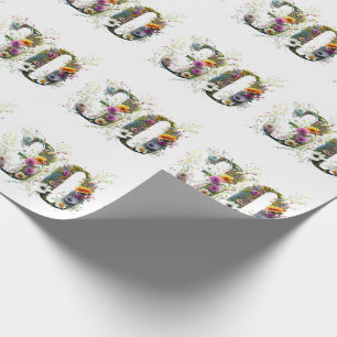 Papier Cadeau Joyeux 30e anniversaire Fleurs sauvages Joyeux ann