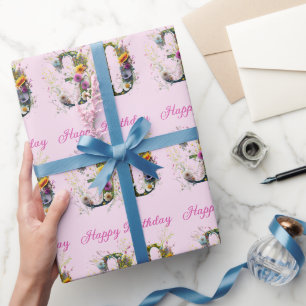 Papier Cadeau Joyeux 30e anniversaire Fleurs sauvages Joyeux ann