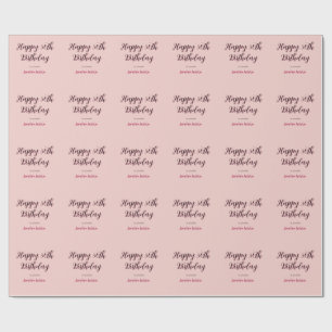 Papier Cadeau Joyeux 30e anniversaire nom date élégant simple