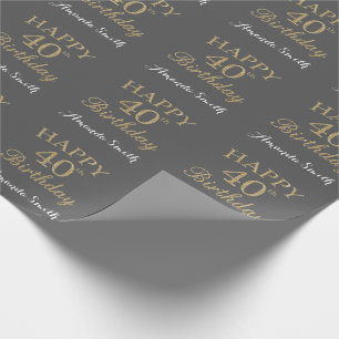 Papier Cadeau Joyeux 40e anniversaire Parties scintillant d'or e