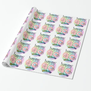 Papier Cadeau Joyeux 40e anniversaire (roze)