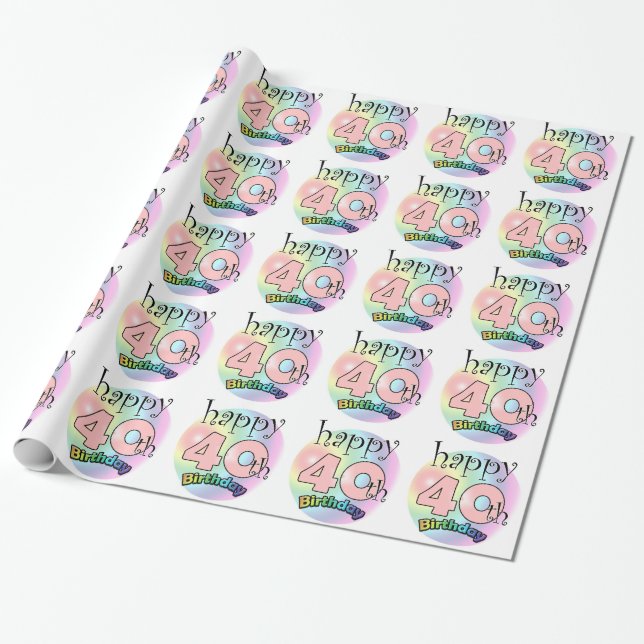 Papier Cadeau Joyeux 40e anniversaire (roze) (Déroulé)