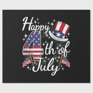 Papier Cadeau Joyeux 4 juillet Drapeau américain patriotique USA