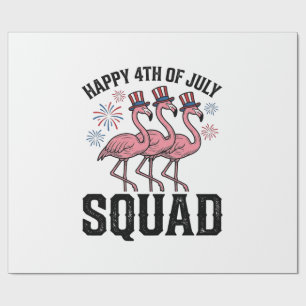 Papier Cadeau Joyeux 4 juillet Flamingo Squad Vector Design_1