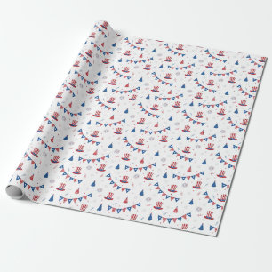 Papier Cadeau Joyeux 4 juillet mignon Motif du parti 