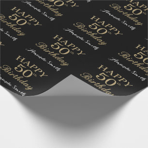 Papier Cadeau Joyeux 50e anniversaire Gold Parties scintillant W