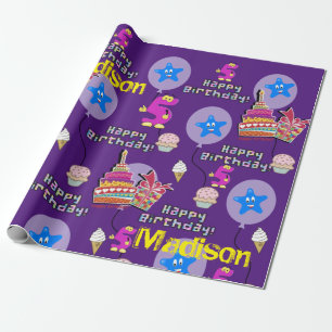 Papier Cadeau Joyeux 5 Anniversaire Ballons papier d'enveloppeme
