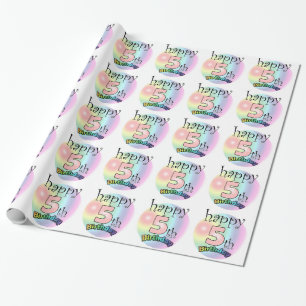 Papier Cadeau Joyeux 5e anniversaire (roze)