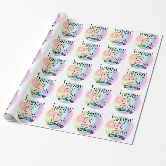 Papier Cadeau Joyeux 5e anniversaire (roze) (Déroulé)