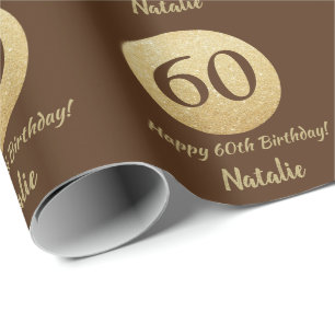 Papier Cadeau Joyeux 60e anniversaire Brown et Parties scintilla