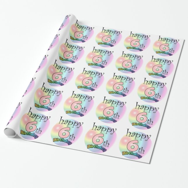 Papier Cadeau Joyeux 6e anniversaire (roze) (Déroulé)