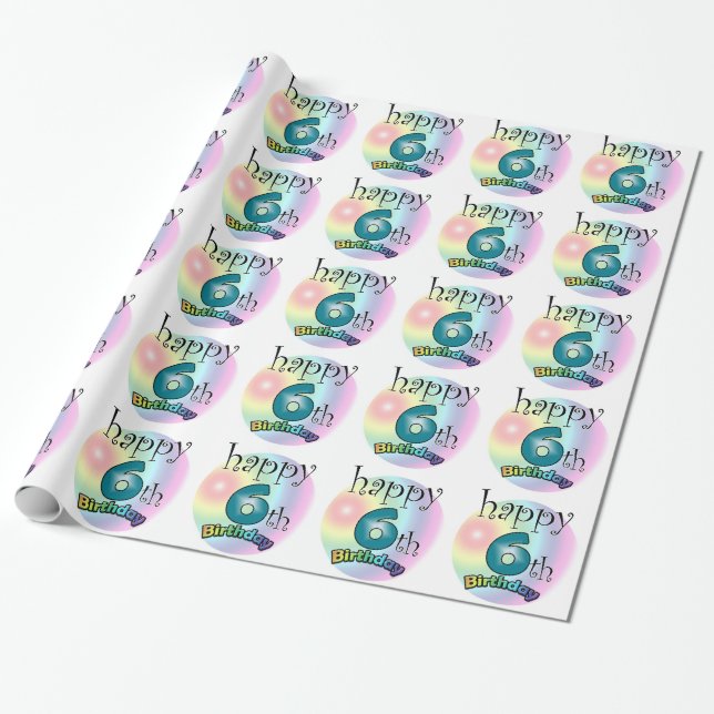 Papier Cadeau Joyeux 6ème Anniversaire (Déroulé)