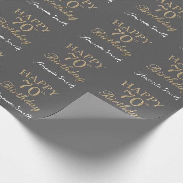 Papier Cadeau Joyeux 70e anniversaire Parties scintillant d'or e (Coin)
