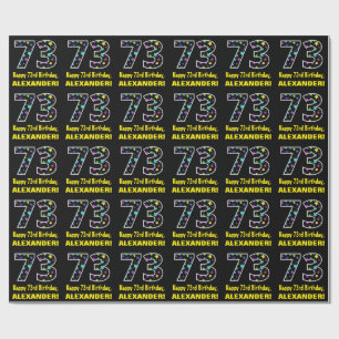 Papier Cadeau Joyeux 73e Anniversaire, motif d'étoiles colorées
