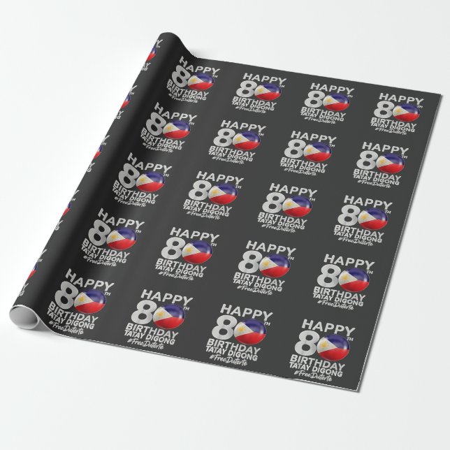 Papier Cadeau Joyeux 80e anniversaire Tatay Digong Duterte PRRD (Déroulé)