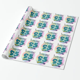 Papier Cadeau Joyeux 95ème anniversaire (blauw)