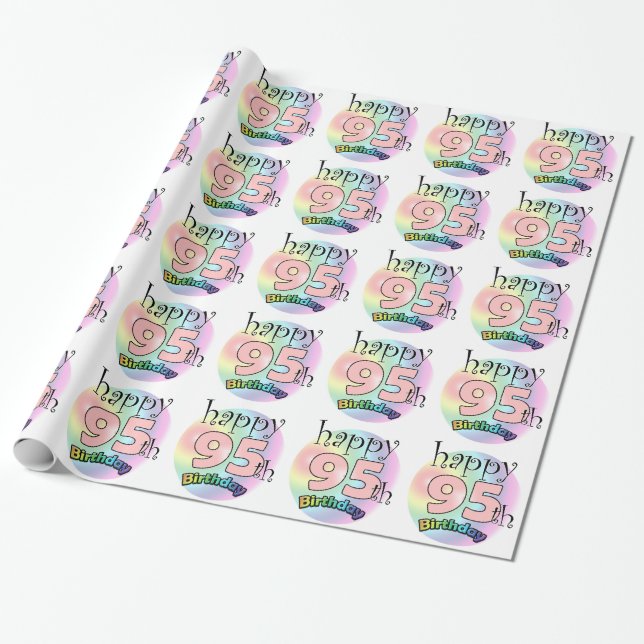 Papier Cadeau Joyeux 95ème anniversaire (roze) (Déroulé)