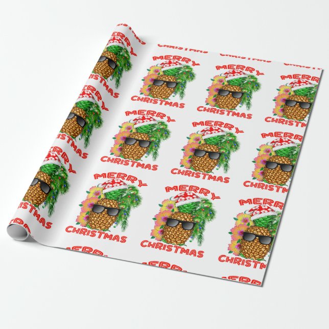 Papier Cadeau Joyeux ananas Père Noël de Noël (Déroulé)
