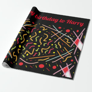 Papier Cadeau Joyeux anniversaire à Harry red art noir design