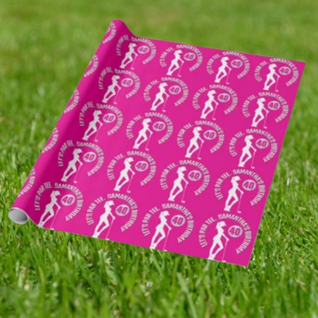Papier Cadeau Joyeux anniversaire à notre golfeur de LADY préfér (pINK Golf Balls Birthday Party  Sports Wrapping Paper)