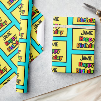 Papier Cadeau Joyeux Anniversaire Ajouter un nom Colorful Person
