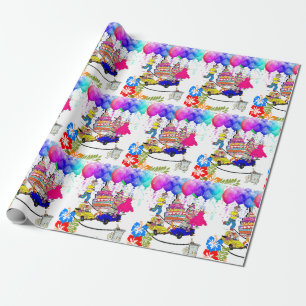 Papier Cadeau Joyeux Anniversaire au-dessus de la colline