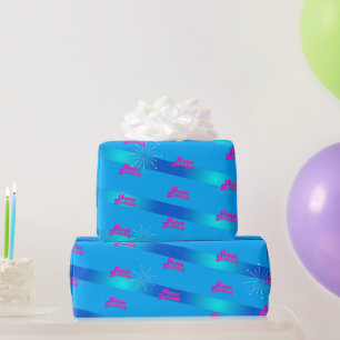 Papier Cadeau Joyeux anniversaire avec des rayures dégradées s
