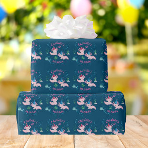 Papier Cadeau Joyeux Anniversaire Axolotl Mignon Nom et Âge
