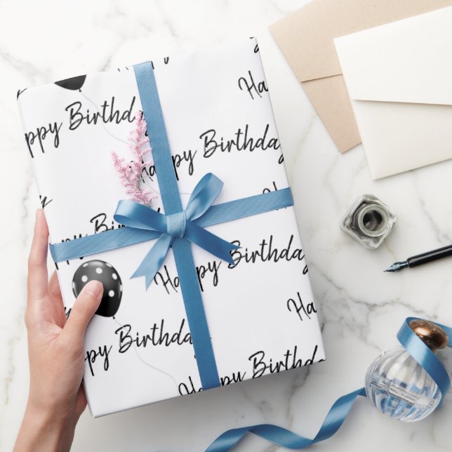 Papier Cadeau Joyeux Anniversaire Ballons à pois  (Cadeaux)