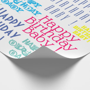 Papier Cadeau Joyeux Anniversaire Bébé Nom Personnalisé et coule