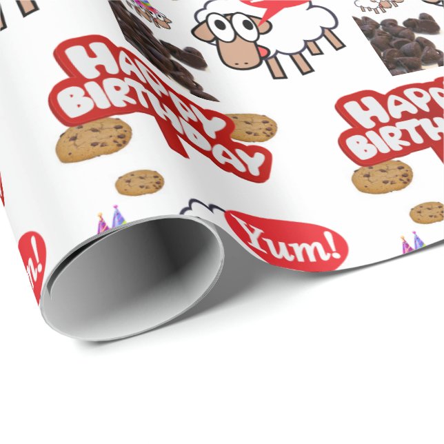 Papier Cadeau Joyeux Anniversaire Cadeau Enveloppement Lamb Papi (Coin rond)