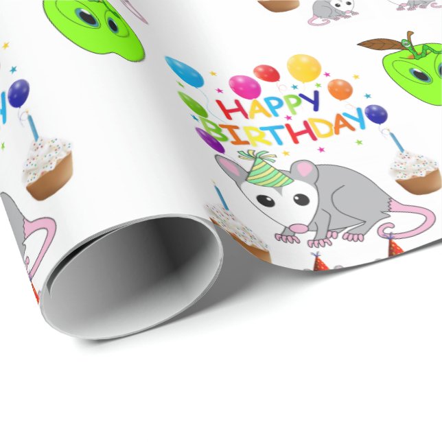 Papier Cadeau Joyeux Anniversaire Cadeau Enveloppement Papier Po (Coin rond)