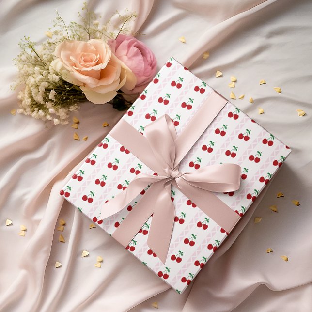 Papier Cadeau Joyeux Anniversaire Cerise Douce (Créateur téléchargé)