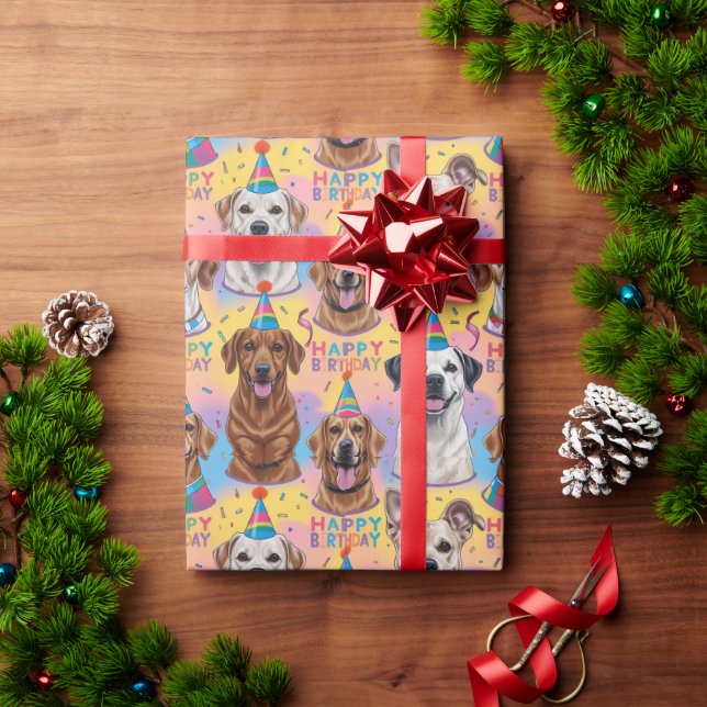 Papier Cadeau Joyeux Anniversaire Chiens (Cadeau de vacances)