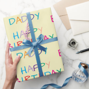 Papier Cadeau Joyeux Anniversaire coloré Papa - Fun & Bold Lettr