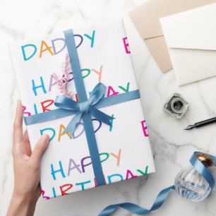 Papier Cadeau Joyeux Anniversaire coloré Papa - Fun & Bold Lettr