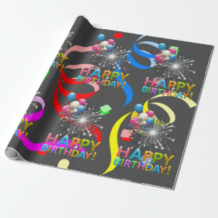 Papier Cadeau Joyeux Anniversaire Confetti papier enveloppant