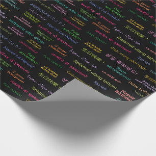 Papier Cadeau Joyeux anniversaire dans de nombreuses langues Ann