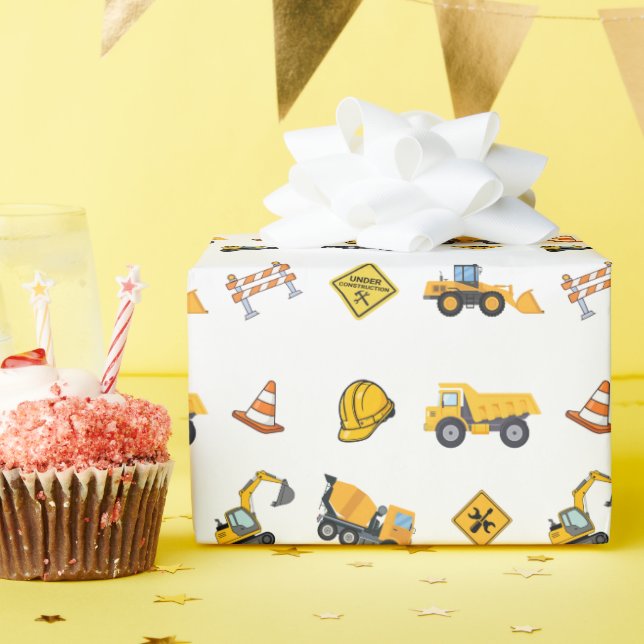 Papier Cadeau Joyeux Anniversaire de Construction  (Fête d'anniversaire)