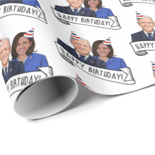 Papier Cadeau Joyeux anniversaire de Joe et de Kamala