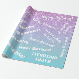 Papier Cadeau Joyeux anniversaire de la Parties scintillant bleu