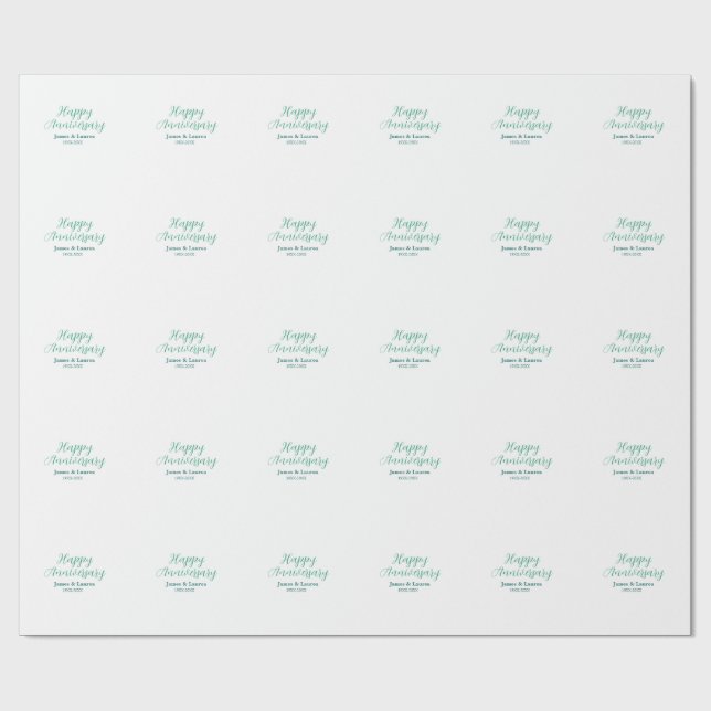Papier Cadeau Joyeux anniversaire de mariage nom date année simp (Plat)