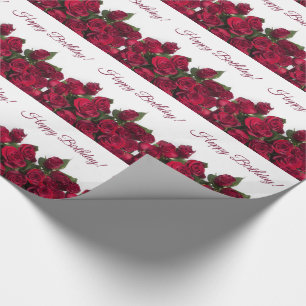 Papier Cadeau Joyeux anniversaire de roses rouges