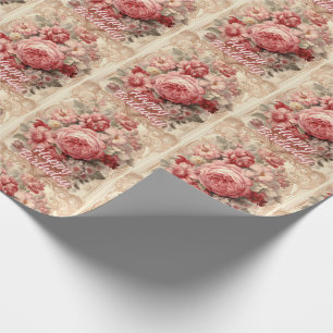 Papier Cadeau Joyeux anniversaire de Roses victoriens